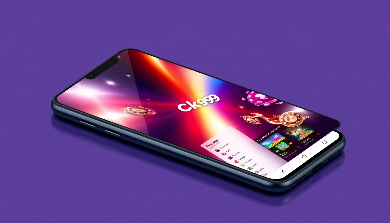 CK999 app on smartphone displaying live casino and betting features, highlighting ease of use and vibrant graphics for users seeking seamless gaming experience.