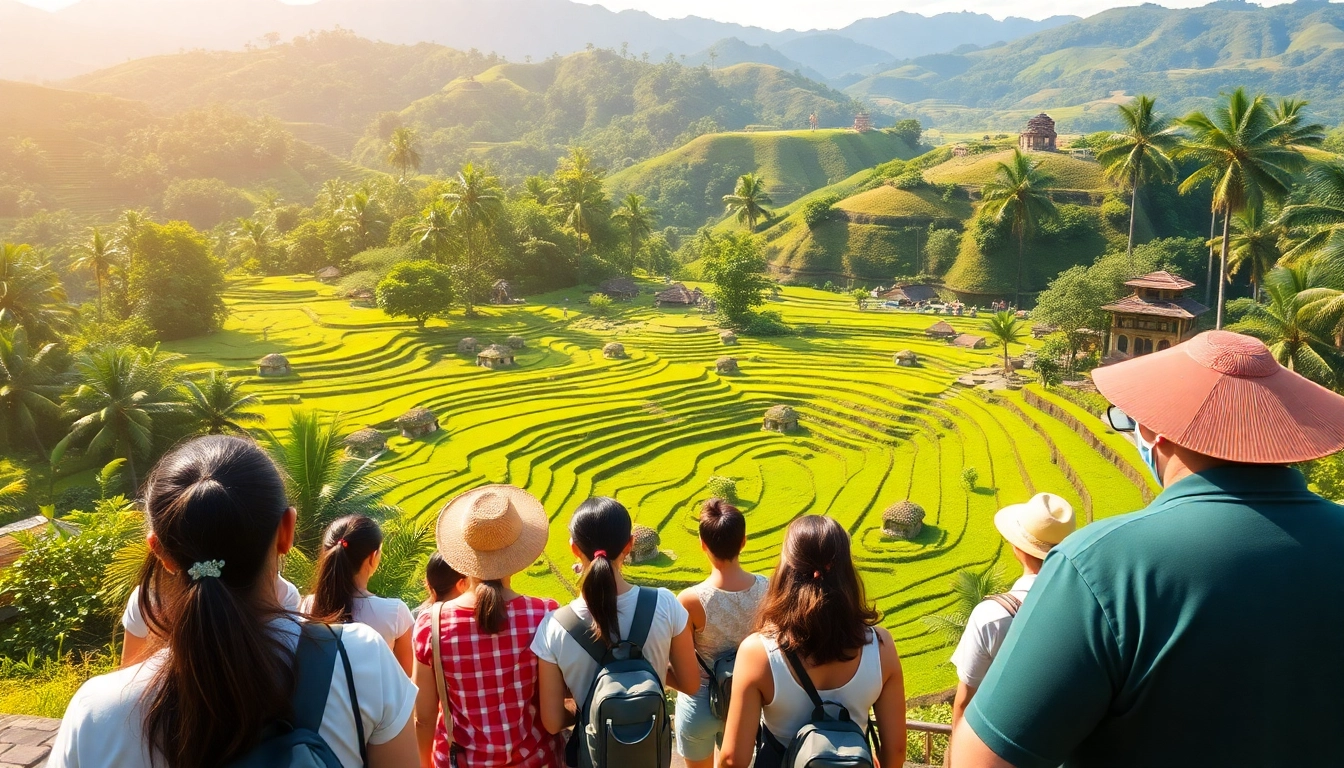 Engaging tour in Indonesia with tourists exploring scenic landscapes and cultural sights, capturing the adventure experience.