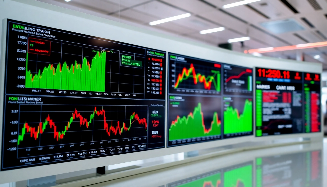 Stock Market News visualization showing live stock charts and news tickers for investors and traders